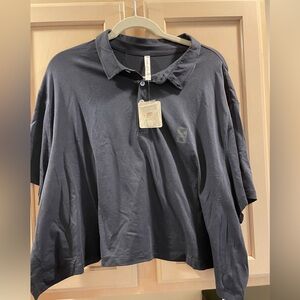 NWT 3X Fabletics Boxy S/S Navy Polo 3X